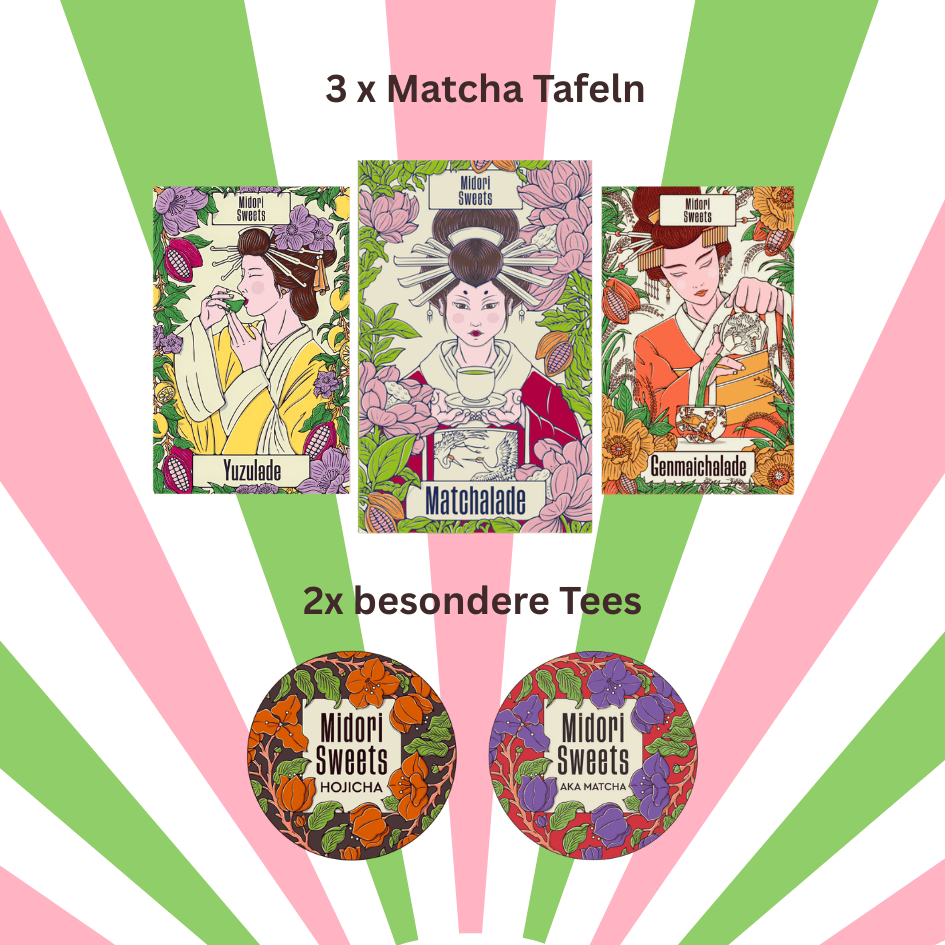 Geschenkbox - 3 Matcha Tafeln & 2 Tees